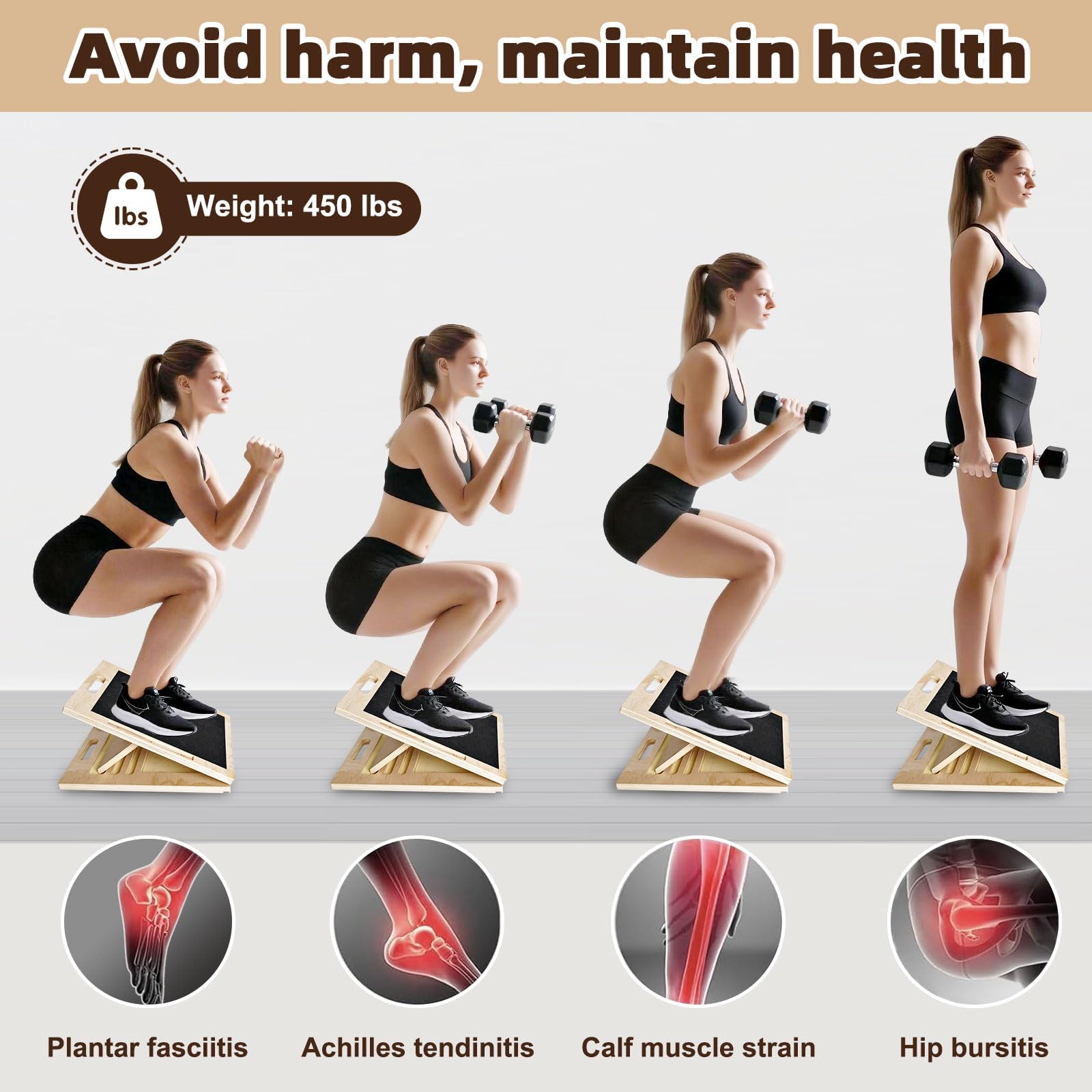 Balance Board e Tavola Inclinata in Legno, Tavoletta Propriocettiva, Tavola Inclinata Regolabile con 5 Angoli di Inclinazione, Tavola Equilibrio e Barella per Polpacci