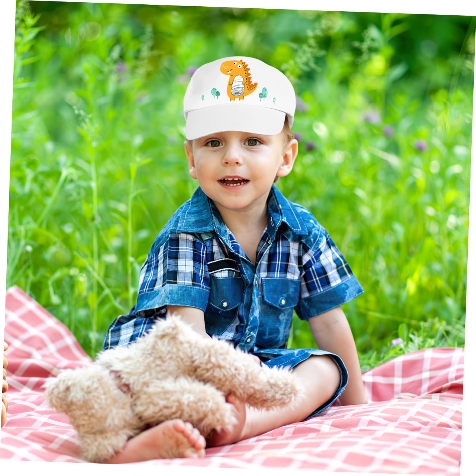 TOYANDONA Sombrero para Niños de Algodón Blanco, 10 Piezas, Visera Ligera y Resistente, Adecuado para Pintar y Actividades Creativas