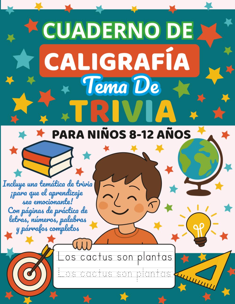 Cuaderno De Caligrafía Para Niños 8-12 Años Con Tema De Trivia: Letras, Números, Palabras y Párrafos Divertidos Para Trazar y Aprender (Spanish