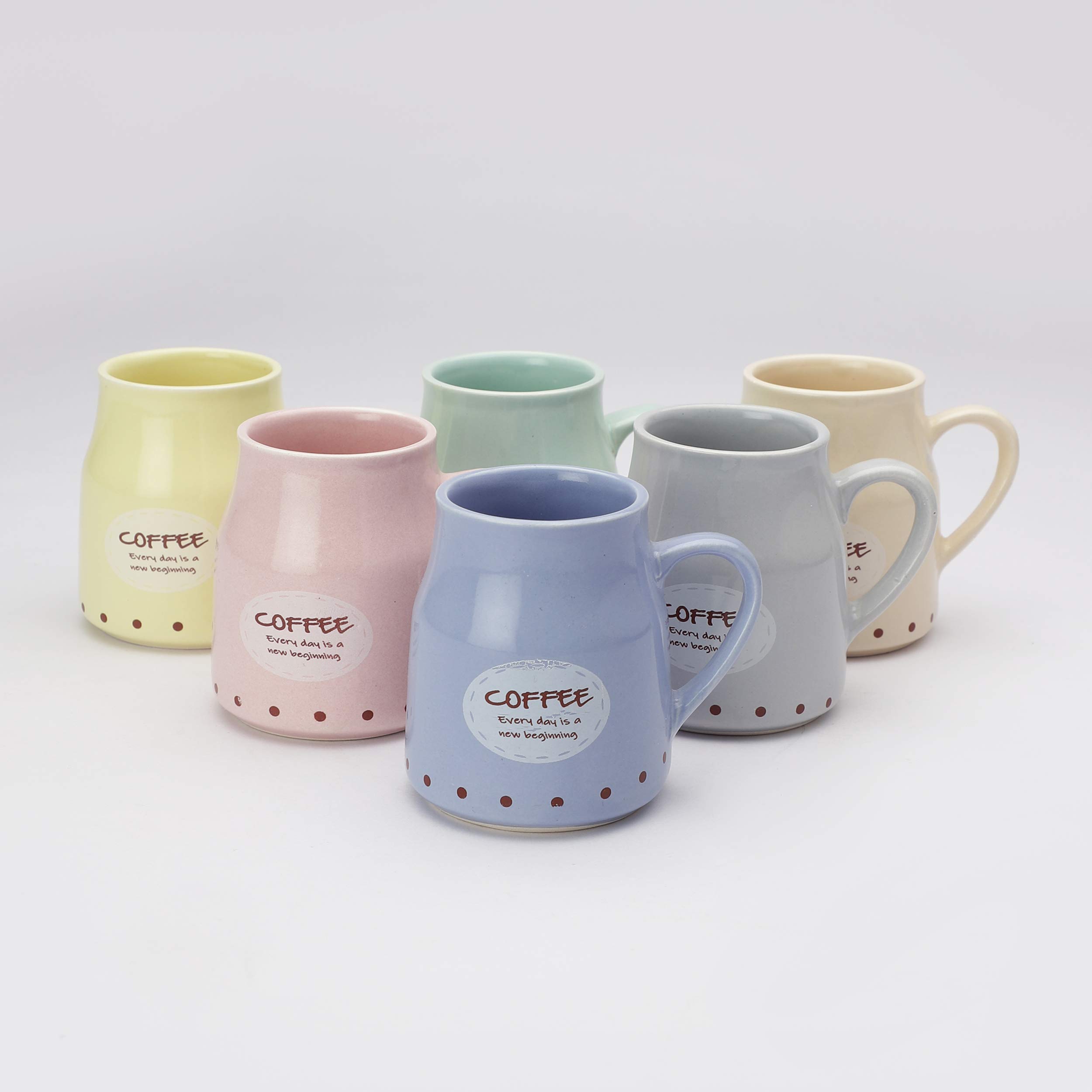Colorful Ceramic Coffee Mugs - Set of 6 -6 Colorful Ceramic Coffee Mugs - Set of 6 -6