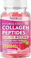 Vista 8 de Gomitas de péptidos de colágeno hidrolizados para mujeres y hombres, multicolágeno tipo I, II, III, V, X con biotina, ácido hialurónico, zinc