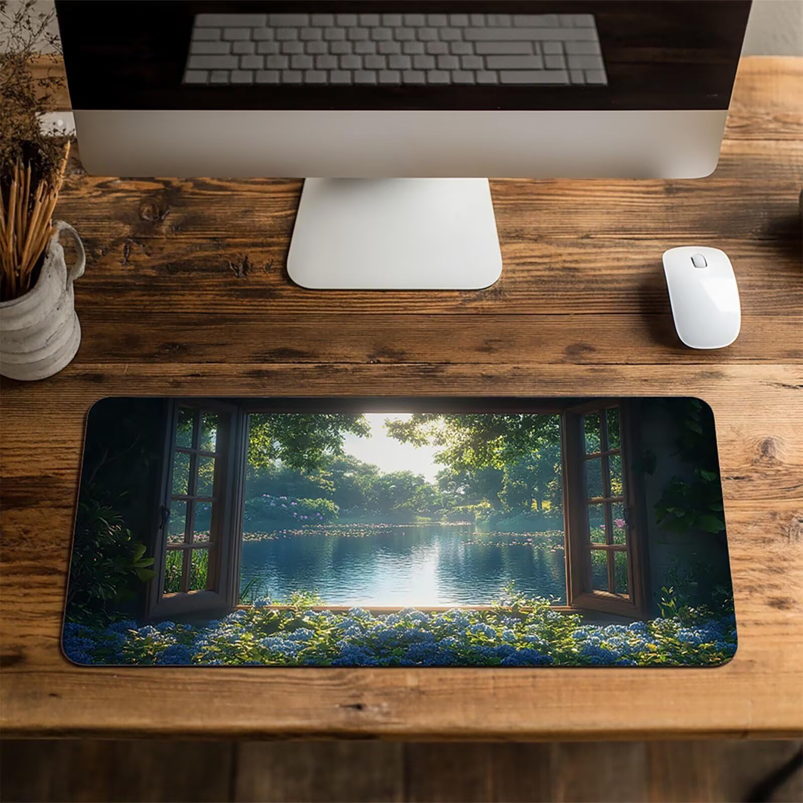 Podkładka pod mysz z jeziorem XXL, 600 x 1400 x 3 mm, wodoodporna, gamingowa podkładka pod mysz, poprawia dokładność i prędkość, akcesoria do gier, laptop, biuro, prezent dla mężczyzn, FSBD-5347