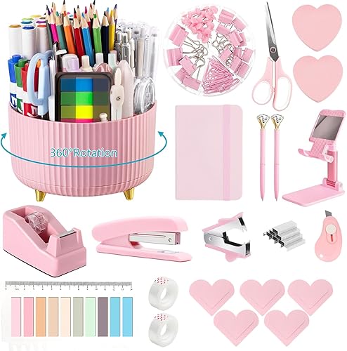 Miniatura 20 de suniya Suministros de oficina, accesorios de escritorio, con grapadora, dispensador de cinta, removedor de grapas, tijera, bolígrafo, notas Juego de