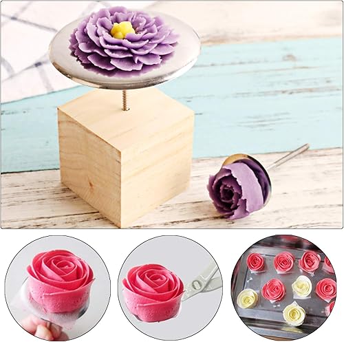 Miniatura 7 de Woohome - 12 piezas de suministros de decoración de pasteles, 8 uñas de 2 estilos de flores de pastel, 2 levantadores de flores y 1 soporte de uñas