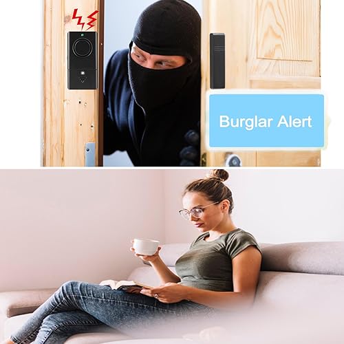 Miniatura 6 de Alarmas de seguridad para ventana y puerta, color negro, para el hogar, la oficina (paquete de 6), color negro