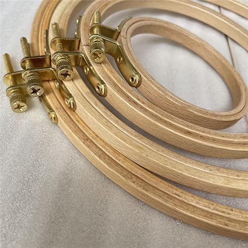 Miniatura 8 de Juego de 4 aros redondos de madera para bordar, marco de bordado de haya, de 3 a 9 pulgadas, aro de punto de cruz, aros de marco de madera, kits de