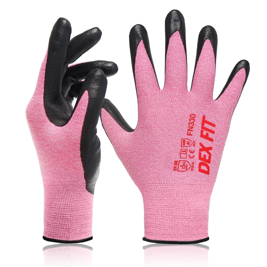 DEX FIT Work Gloves FN330, 3D Comfort Stretch Fit, Power Grip, Durable Foam Nitrile Coated, Smart Touch, Thin & Lightweight, Machine Washable (X-Large(3 Pairs), FN330 Pink) โ image 1