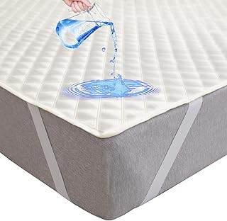 Arcona Protector de colchón impermeable 160 x 200, transpirable, impermeable, protector de colchón impermeable, protector de colchón de color marfil blanco, protector de colchón para incontinencia