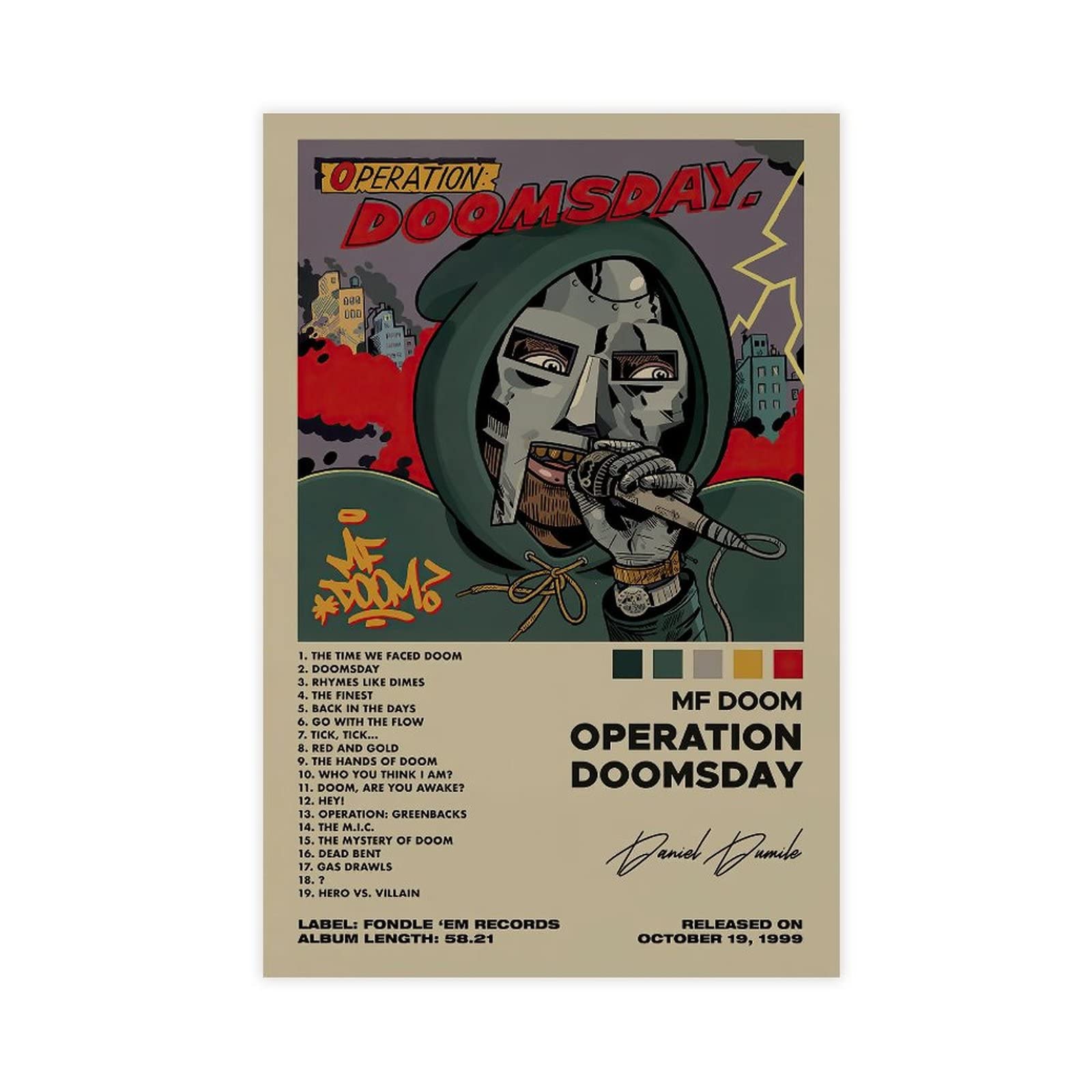 Sponsored Ad β Shruan Mf Doom Poster Oopeation DoomSday Album Cover Signature Art Canvas Wall Decor Print Picture Paintings for Living Room Bedroom Decoration Unframe-style 16x24inch(40x60cm)