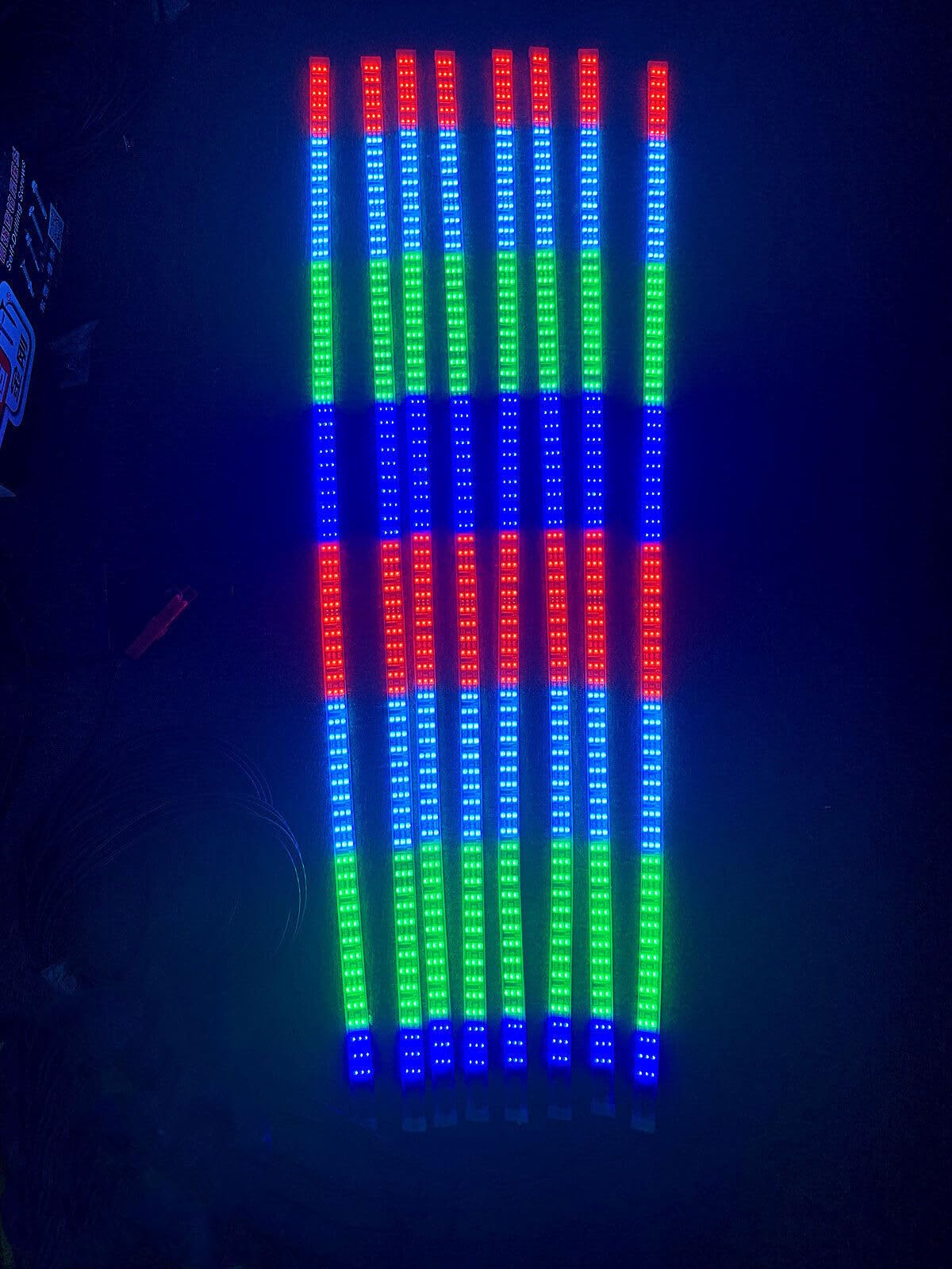 16PCS 1FT 30CM 12 INCH Triple Row 3 Rolls RGB Dream Color Chasing Flow Series Light Strips Bluetooth + Remote Treble LED Off-Road Lighting for Slingshot