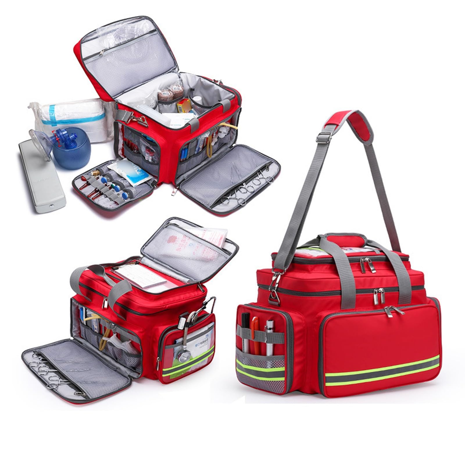 Kit De Material For La Prevención De Epidemias,Botiquín Médico De Tela Oxford Impermeable,Botiquín De Primeros Auxilios,Pastillero For Acampar,Apto For Exteriores(Red)