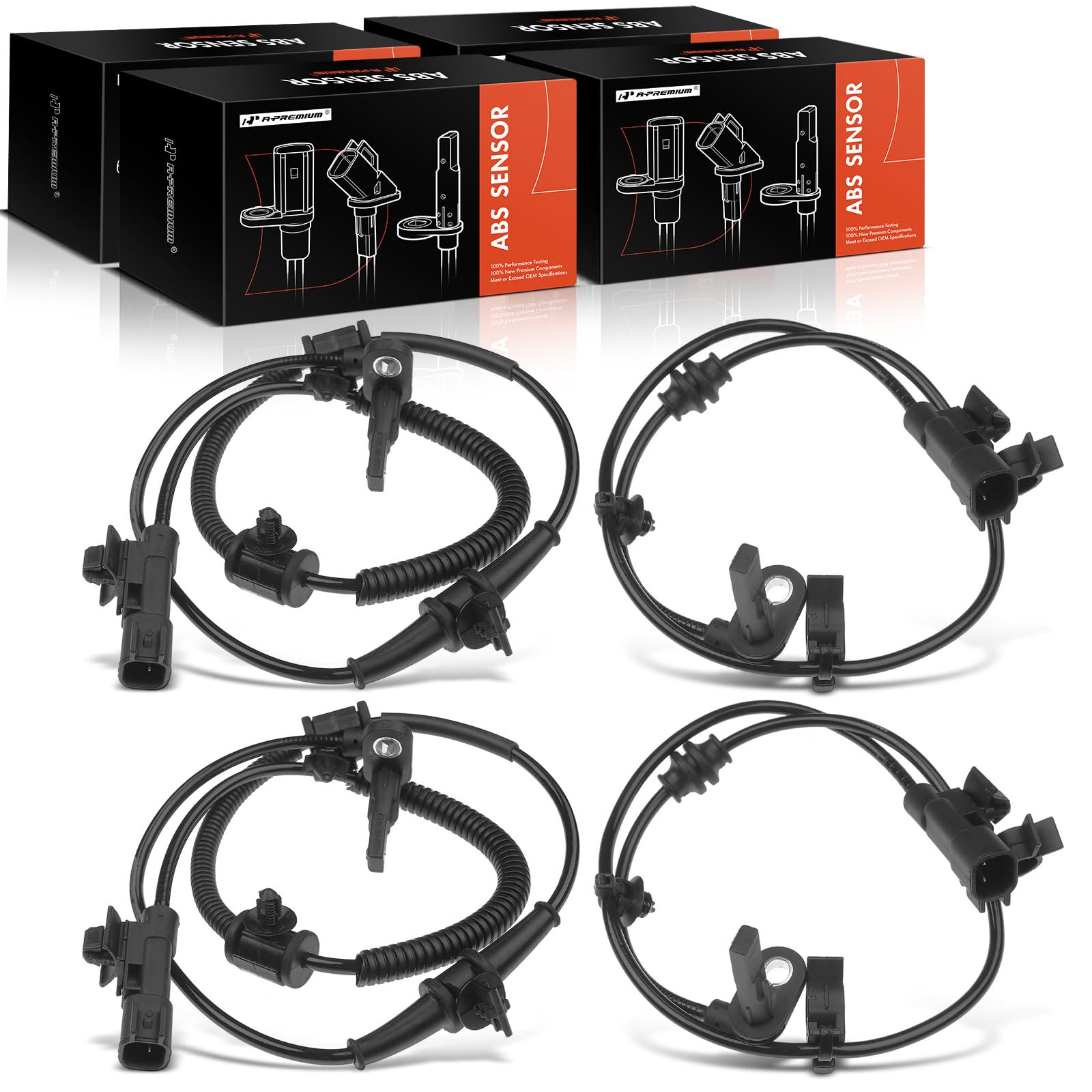 A-Premium ABS Wheel Speed Sensor Compatible with Chevy & Buick Models - Verano 2012-2017, Cruze 2011-2014, Volt 2011-2015 - Front and Rear, Driver and Passenger Side, (4-PC Set), Replace# 12842463