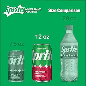 Sprite Winter Spiced Cranberry, Lemon-Lime and Cranberry Flavored Soda Pop Soft Drink, 12 fl oz, 12 Pack