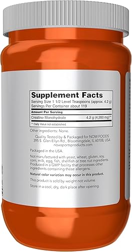 Vista 8 de NOW Sports Nutrition, creatina monohidrato en polvo, construcción masiva*/producción de energía*, 21.2 onzas