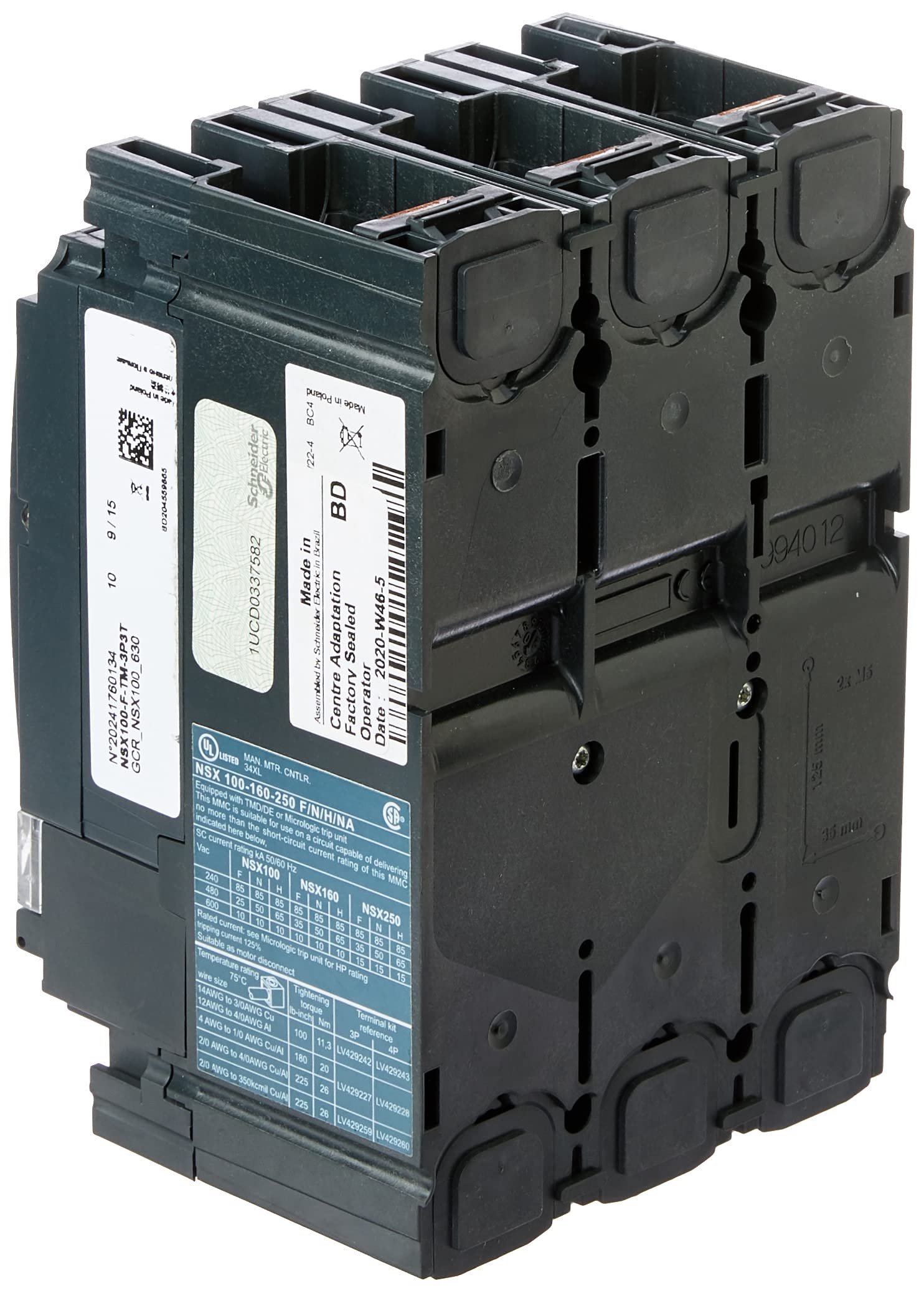 Disjuntor Compact Nsx100F Tmd 80 A 3 Polos 3D Lv429631, Schneider