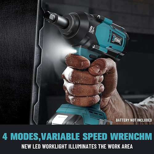 Miniatura 5 de Llave de impacto inalámbrica de 12 pulgada para batería Makita de 18 V, 600 pies-libras (810 N. m) Herramienta eléctrica sin escobillas de alto par