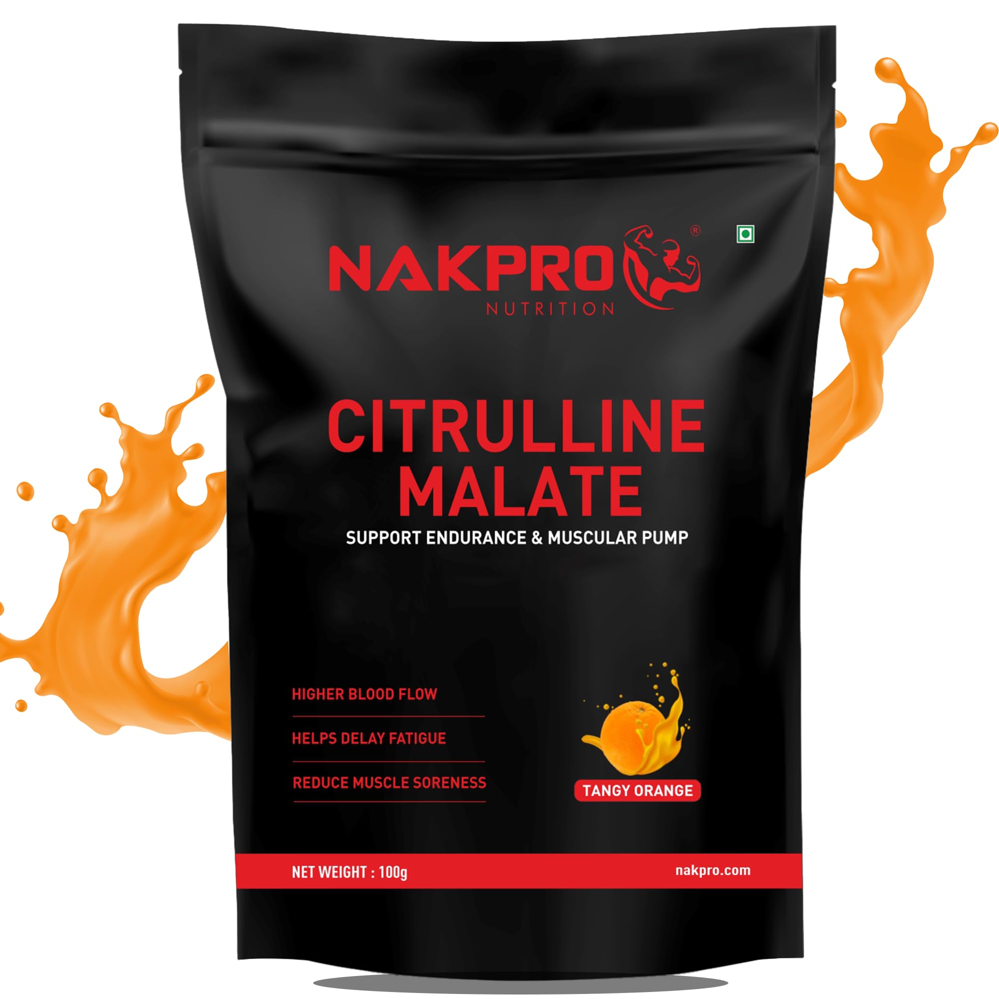 NAKPRO Citrulline Malate Powder | 2g Citrulline Per Serving | Supports Endurance & Muscle Strength | Easily Dissolve (Tangy Orange, 100g) (B0C4FPSPTQ) Amazon Price History, Amazon Price Tracker