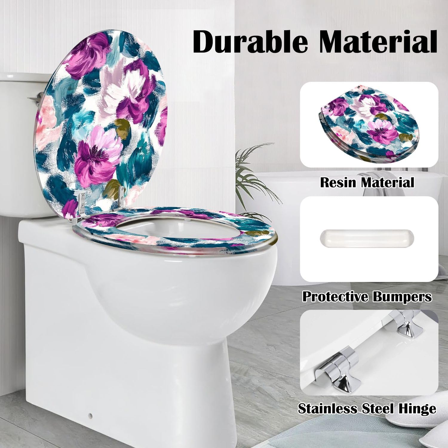 Asiento de inodoro con cierre suave para baño