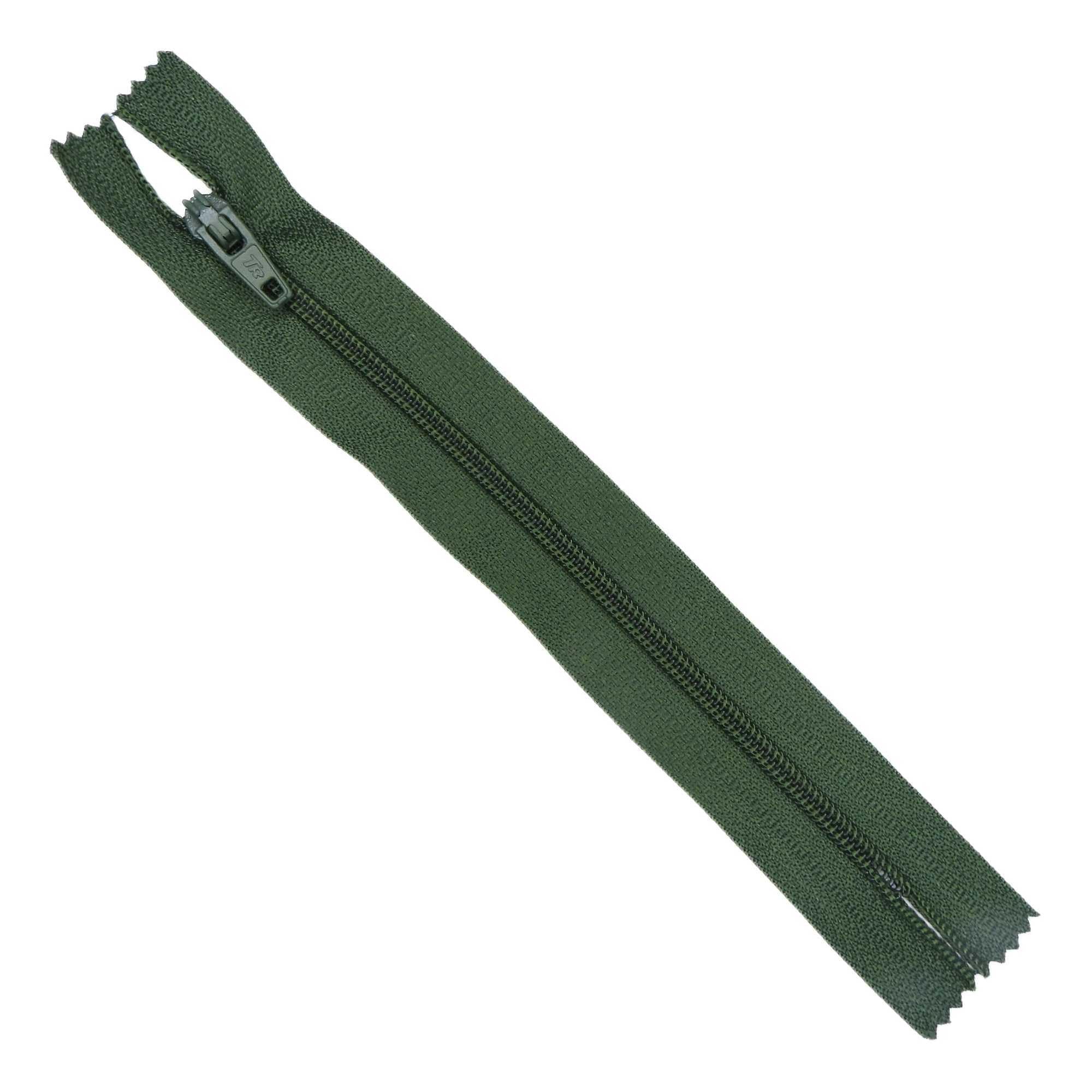 18cm 7 Inch Closed End Zip Nylon No3 Autolock 55 Colour Buy 1 Or 2 Zippers 456D, 0258 Darkish Green, 2