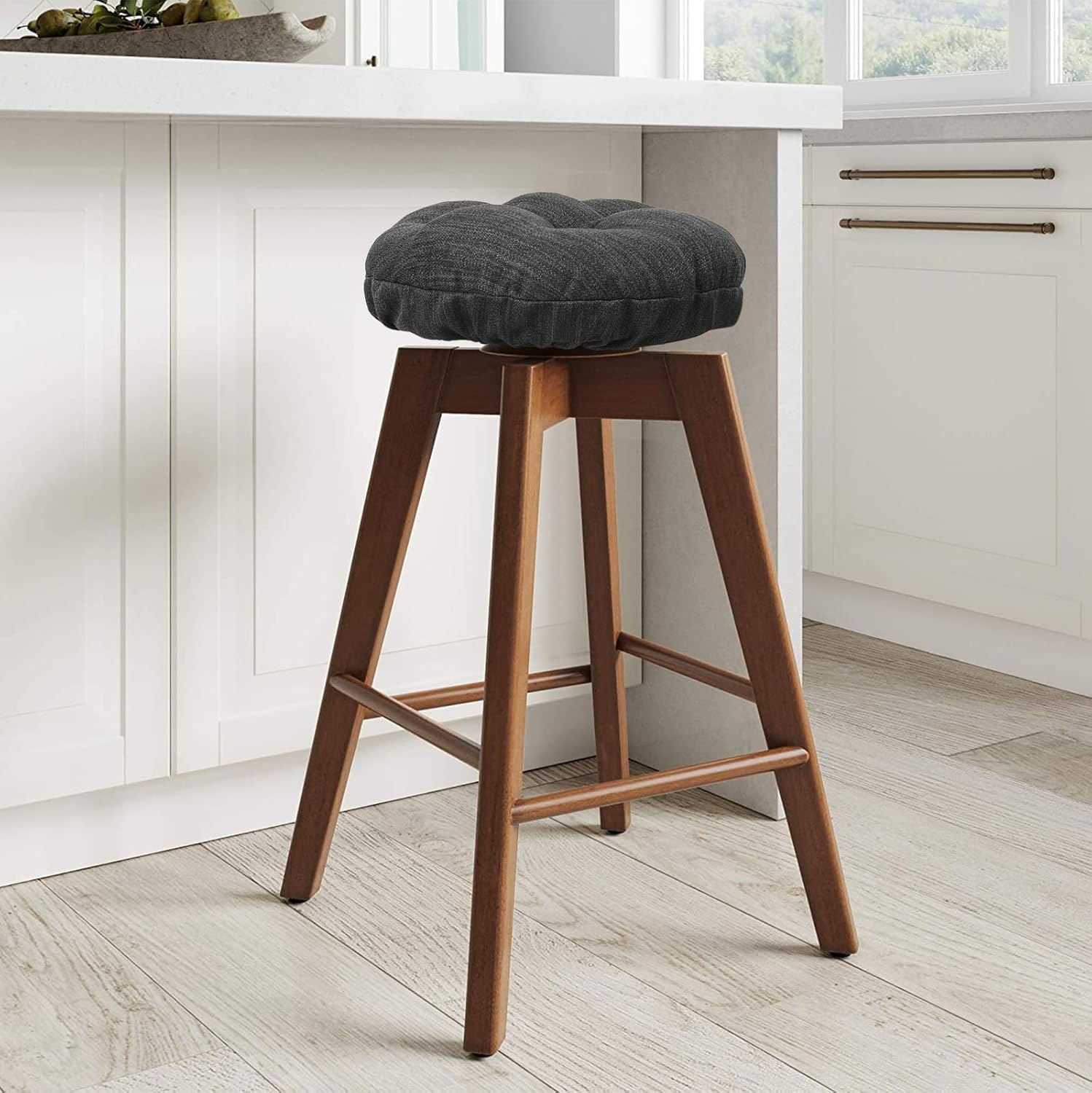 baibu Set of 2 Stool Covers Round, Super Soft Round Bar Stool Cushion Covers Seat Cushion - 2 Cushions Only (Black,13" (33cm))