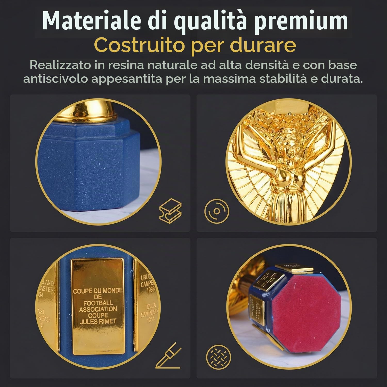 Replica Trofeo Jules Rimet – Coppa del Mondo Souvenir Calcio per Tifosi | Decorazione Regalo per Club, Bar e Scuola