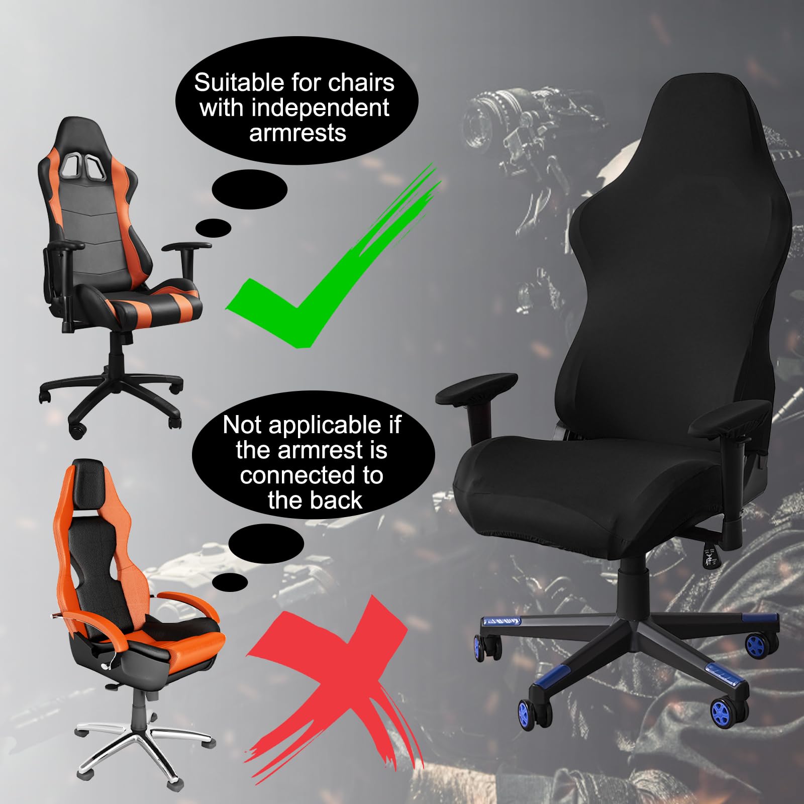 Coprisedia da Gaming Lavabile 4 Pezzi per Sedia da Ufficio