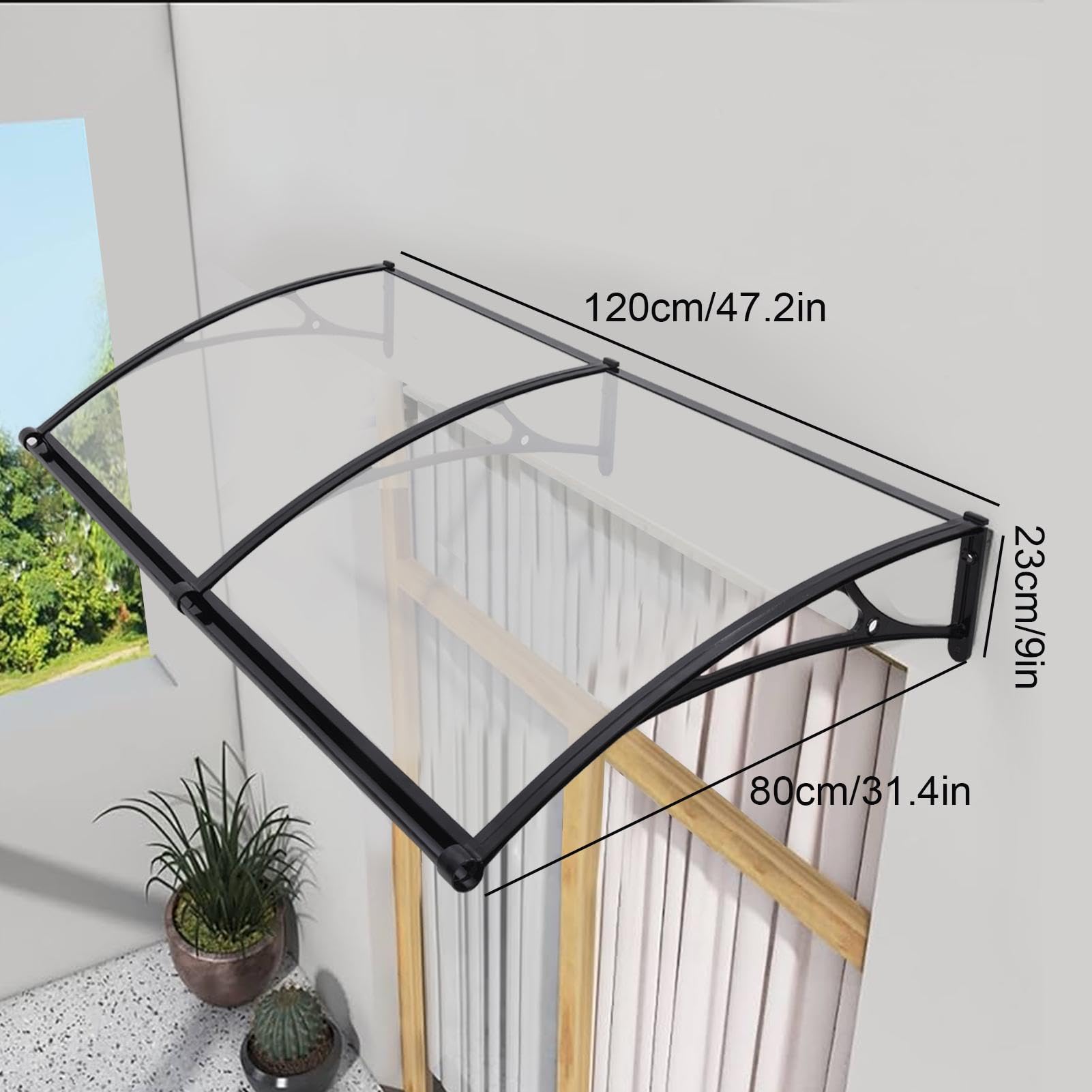 Markise Für Tür Eingang Außenfenster Markisen Mit Gebogenen Stützen | Über Tür Markise Mit Aluminiumlegierung Halterung Und Polycarbonat Platte Für Terrasse Garten Wohnwagen