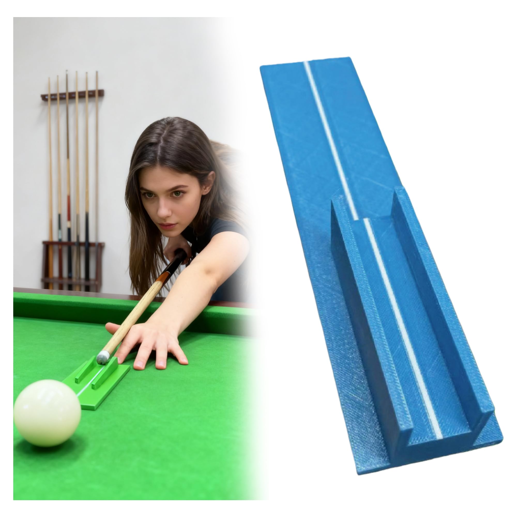 QZAVIRE Billiards Stroke Trainer - Aiming Practice Cue Straight Exerciser for Stance Eye Line Stroke Correction, Durable Resin Pool Training Aid Compatible with Pool Snooker etc. (Blue)