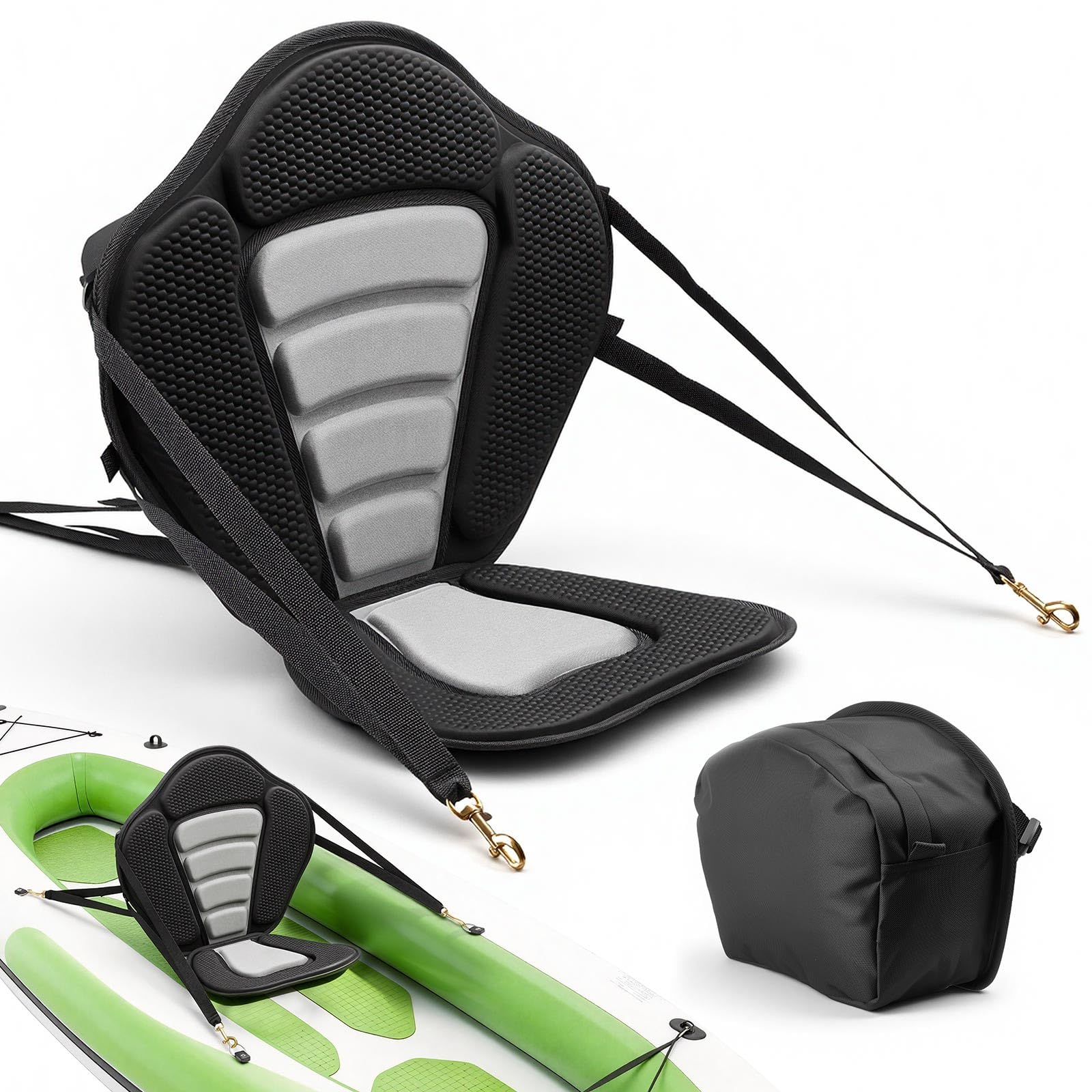 VEVOR Asiento Acolchado para Kayaks 1 Pieza, Asiento de Canoa con Respaldo Grosor de 12 mm, Cojín de Kayak con Bolsa de Almacenamiento y Correas Ajustables para Bote de Pesca, Tabla de Paddle