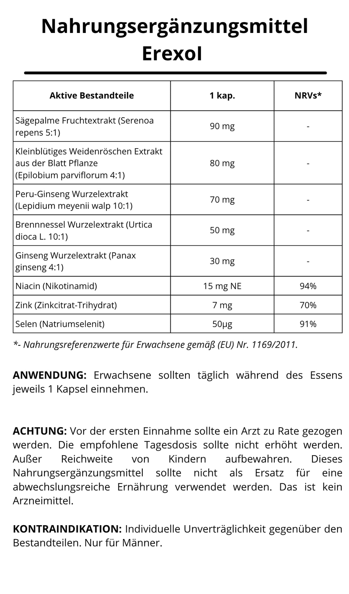 ErexoI Kapseln | für die Männergesundheit | 60 kapseln