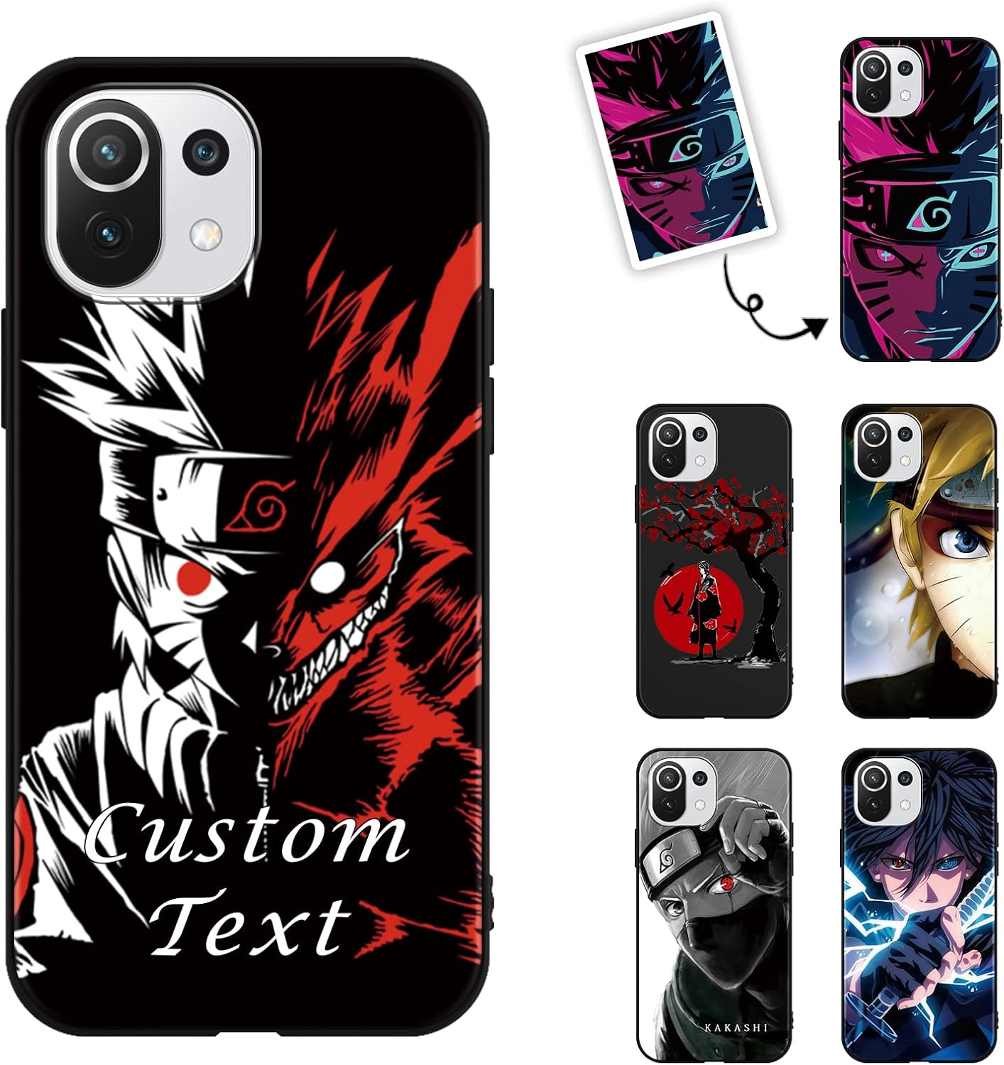 Funda Personalizada para Xiaomi Mi 11 Lite(4/5G)/11 Lite 5G NE 6.55'' Anime Naruto Kakashi Akatsuki Itachi Sasuke Pain Carcasa Manga Personalizable Foto Texto Custom Case para Xiaomi Mi 11 Lite