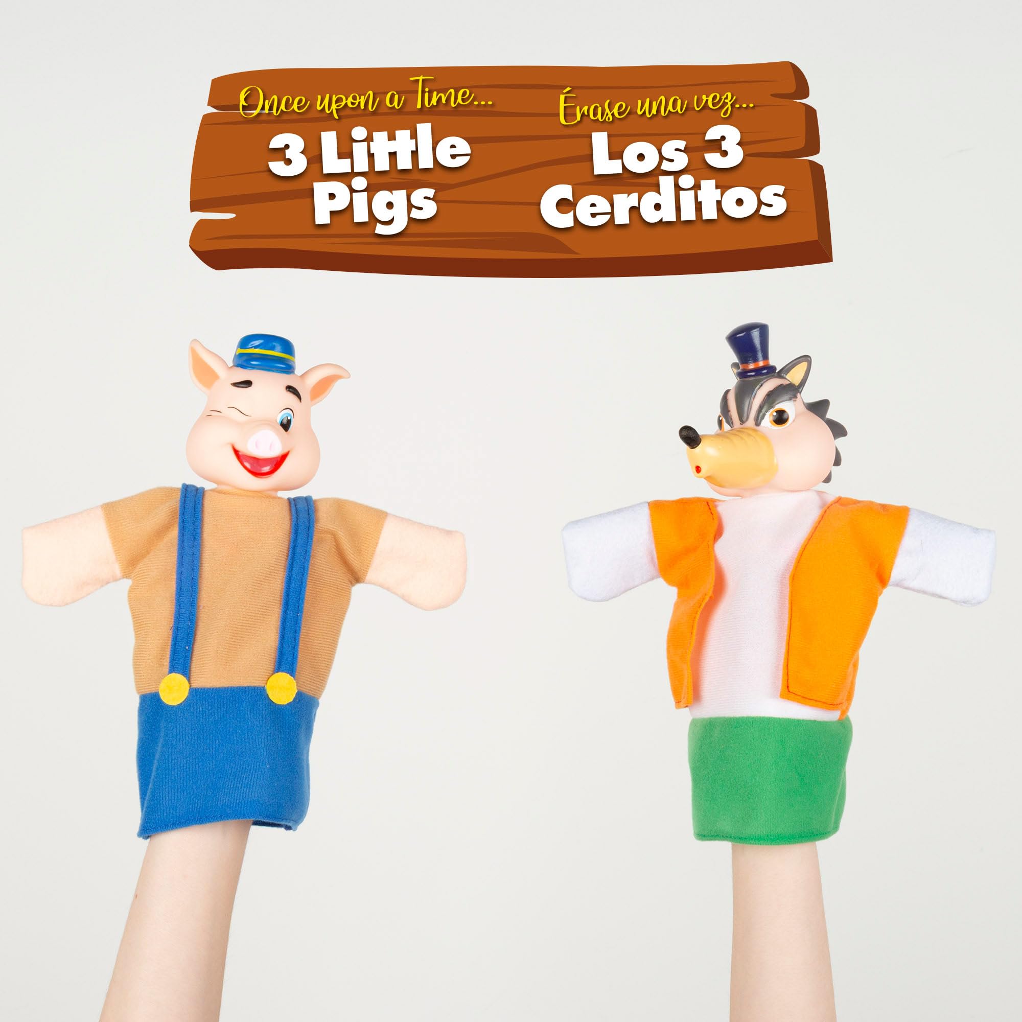 ColorBaby Cucu Show Set Marionetas Los Tres cerditos, 4 títeres Personajes de 25 cm, Materiales Suaves y Seguros, Juguetes Infantil, para Jugar en Grupo o Pasar Tiempo en Familia (39167)