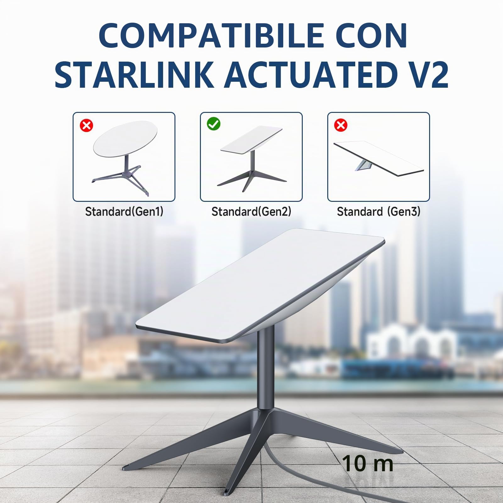 Starlink Replacement Cable for Starlink Gen2 Rettangolare Satellitare, Starlink V2 Extension Cable Outdoor Waterproof Accessory (10M)