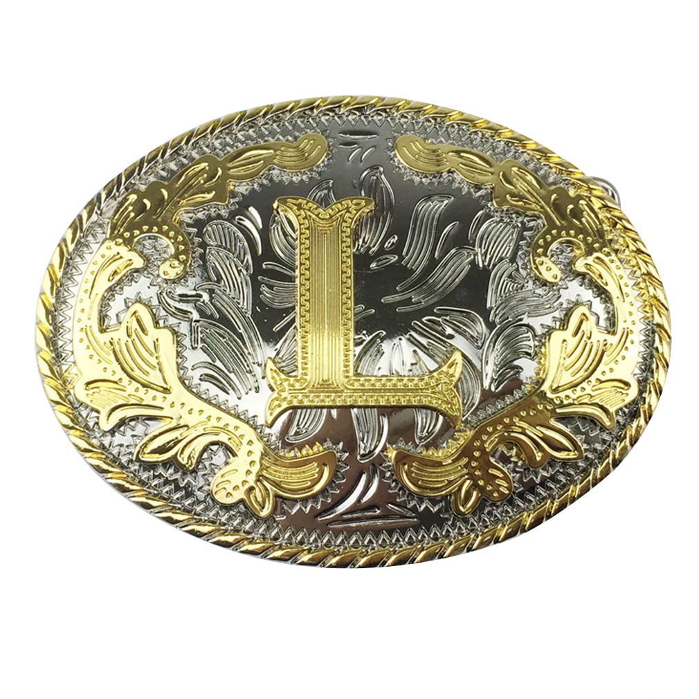Unisex Gold L 通用 Lkmy Men's Belt Buckle,3D Golden Letter,Alphabet, Initial,Carving Belt Buckle A~Z,Western Vintage Style Cowboy Belt Buckles Jeans Accessory For Men Women Father's Day, Christmas, Birthday Gift (L)
