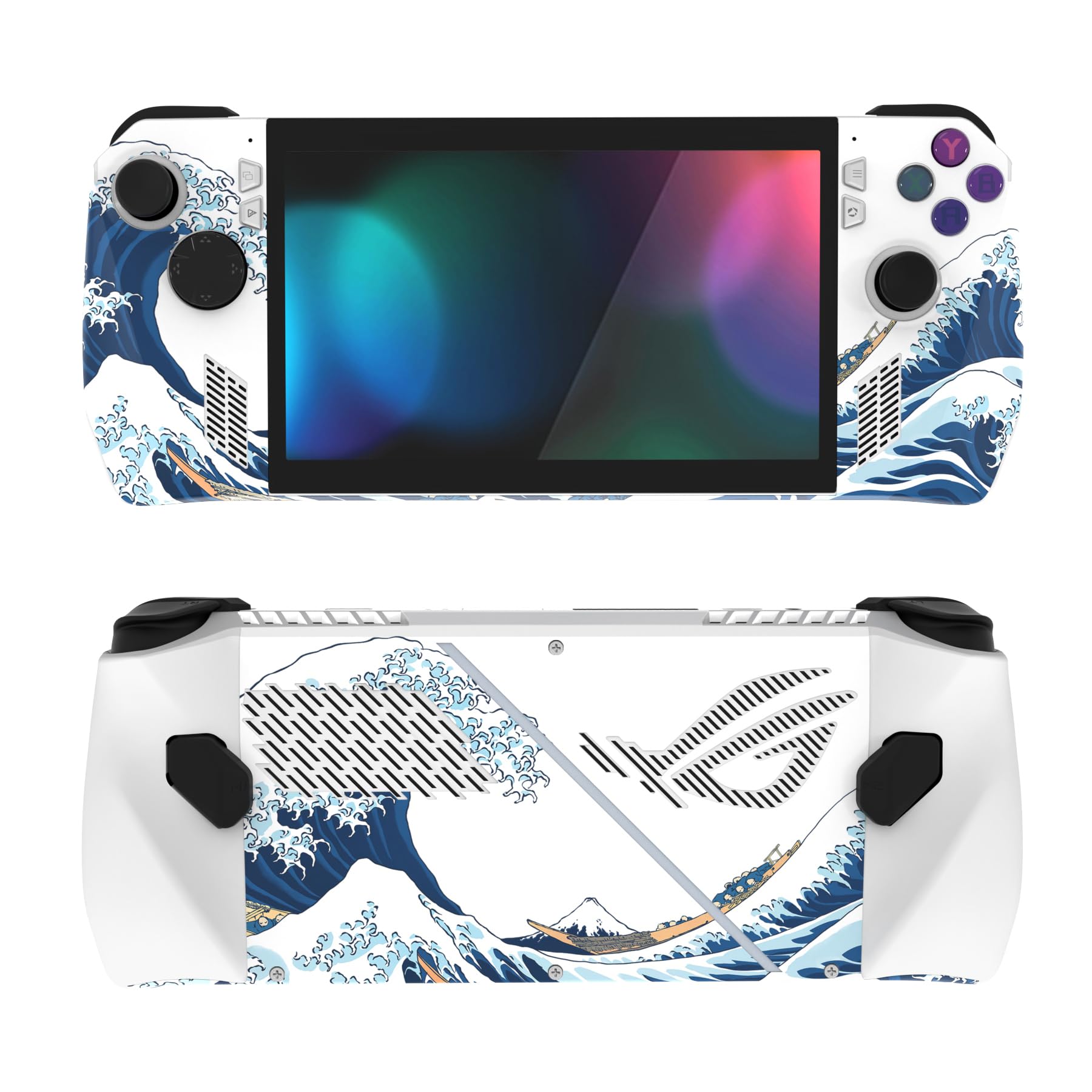 playvital Adesivo Skin per ROG Ally,Adesivi Decal Sticker Vinile Protettiva per ROG Ally Console(2 Set)-Grande Onda Bianca
