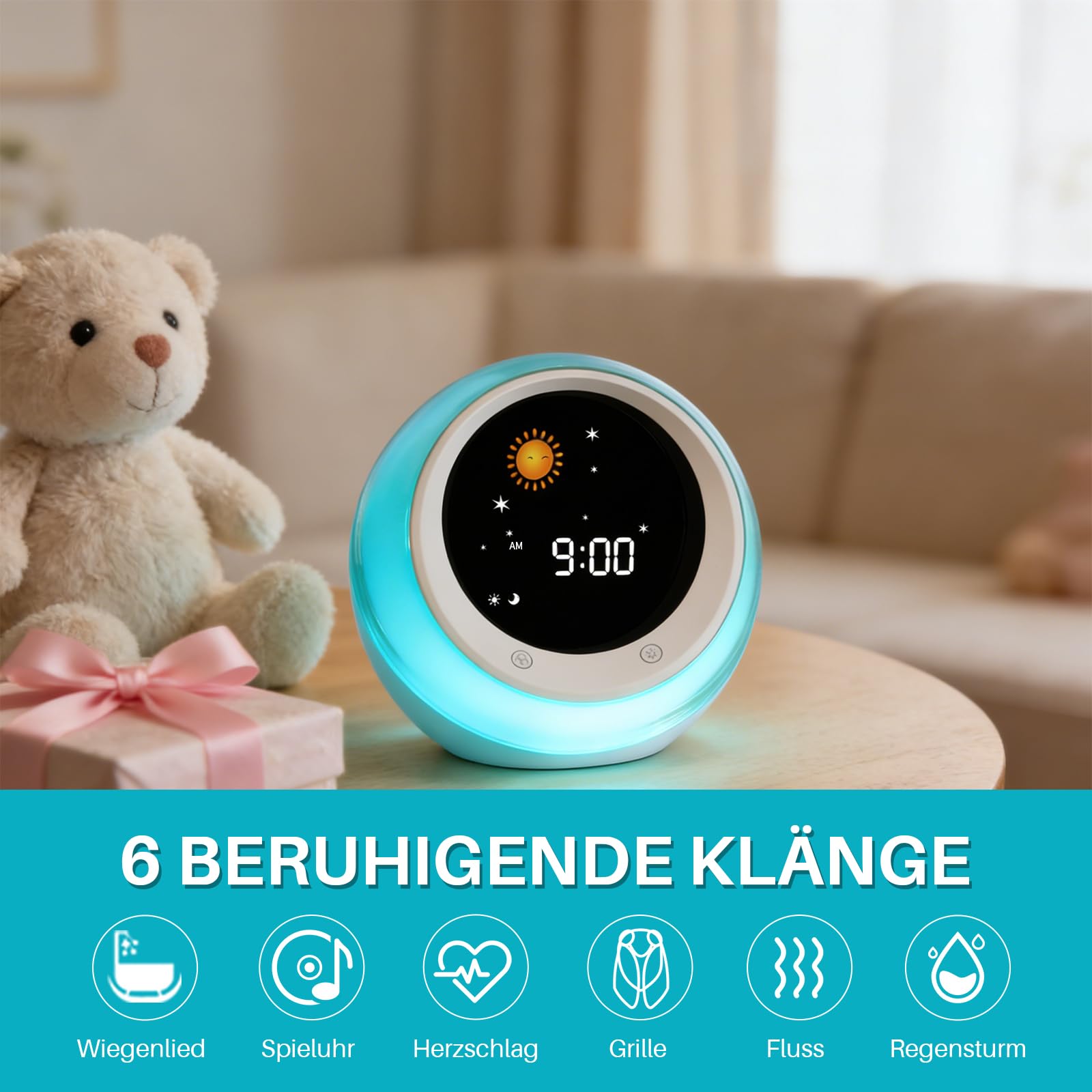 iHoo Schlaftrainer Kinder, Kinder Wecker mit Nachtlicht & Nickerchen Timer, Ok zum Aufwachen Wecker Geschenk für 2-9 Jahre Mädchen Jungen