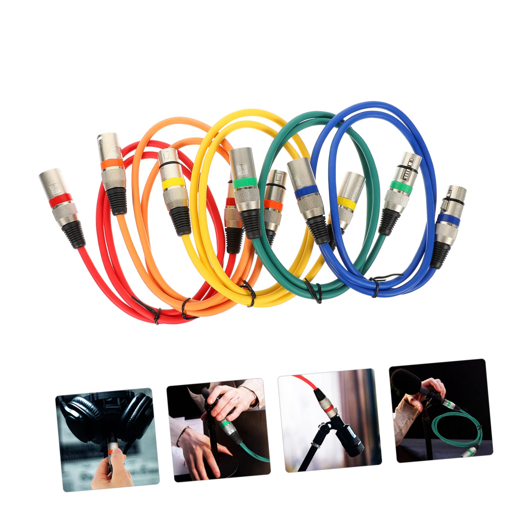 Angoily Cavo Xlr per Microfono Maschio Femmina, 5 Pezzi da 1m, Rame e Pvc, Collegamento Flessibile per Feste e Occasioni Festive