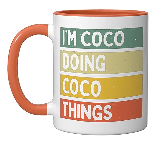 I'm Coco Doing Coco Things Funny Personalized Quote Ceramic Mug, Orange/White - Orange/White - 11 Ounces