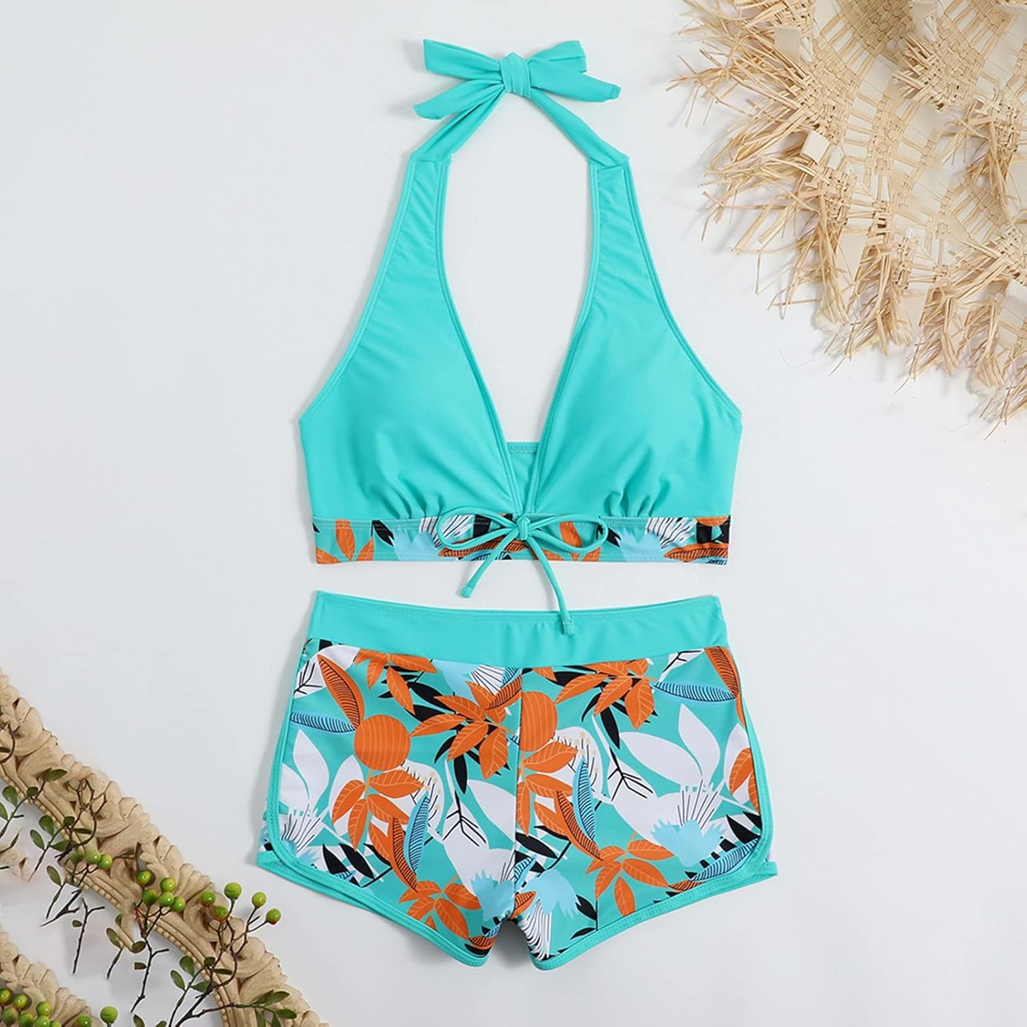 Miniatura 2 de Trajes de baño delgados casuales para mujer, con bloqueo de color, trajes de baño de moda para verano, tankini bikini