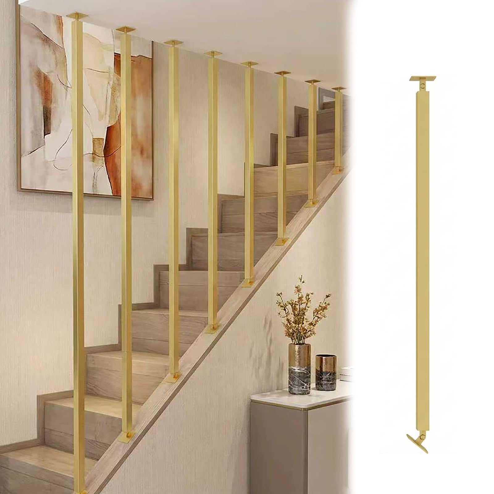 MLYAYE Iron Staircase Balusters Angle Adjustable, Side-mounted Stair Step Decoration Partition Columns for Level/Slope Staircases(85cm/33.5in/2.8ft)