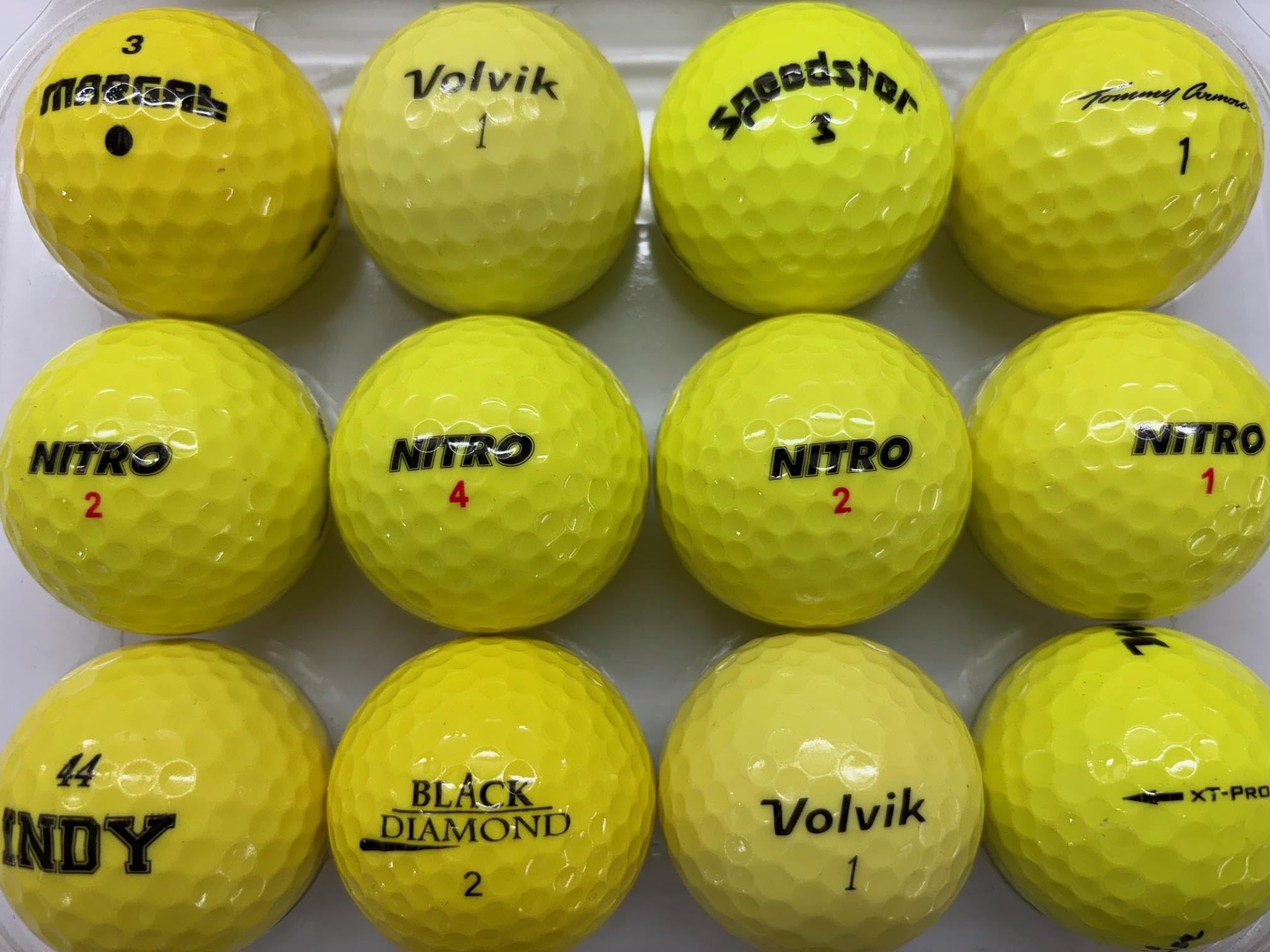50 pelotas de golf amarillas – Pearl/Grade A Value Brand Mix (USED not new)
