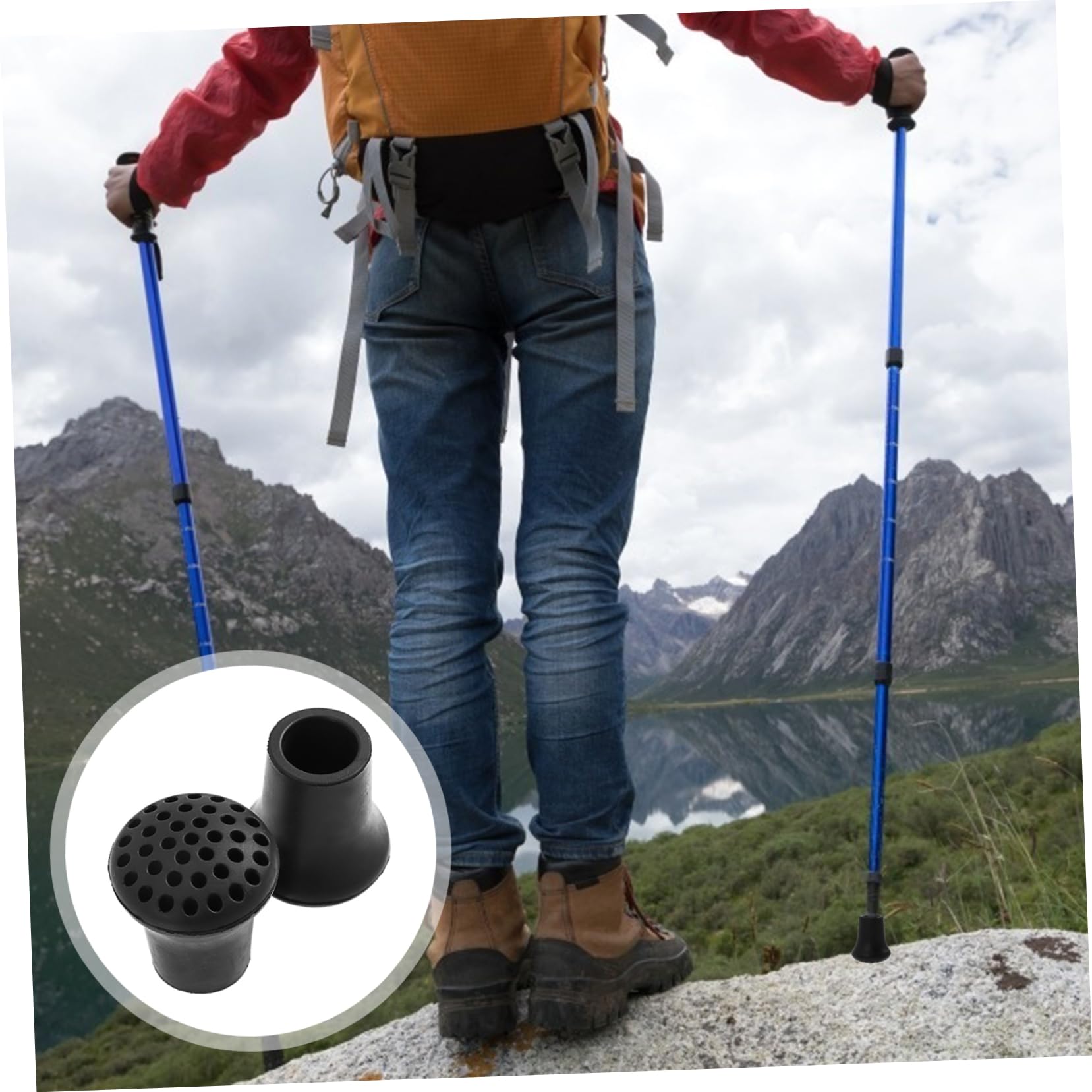 Beavorty 2Pcs Skid Crutch Tips for Enhanced Stability Durable Protective Pads for Walking Canes Climbing Accessory Non Slip Design for Safety