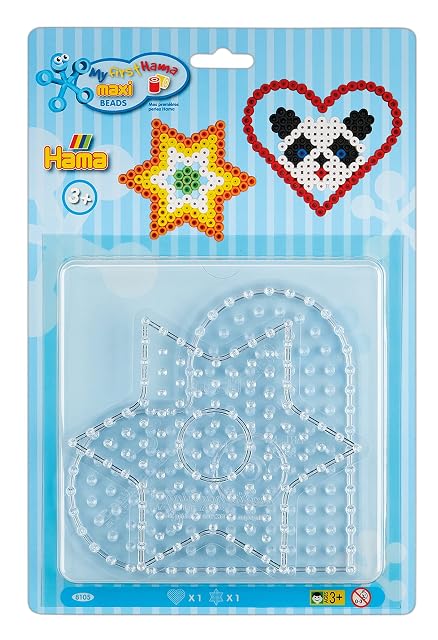Hama Perlen 8105 Juego de 2 Placas de sujeción para Perlas de Planchar Maxi con un diámetro de 10 mm