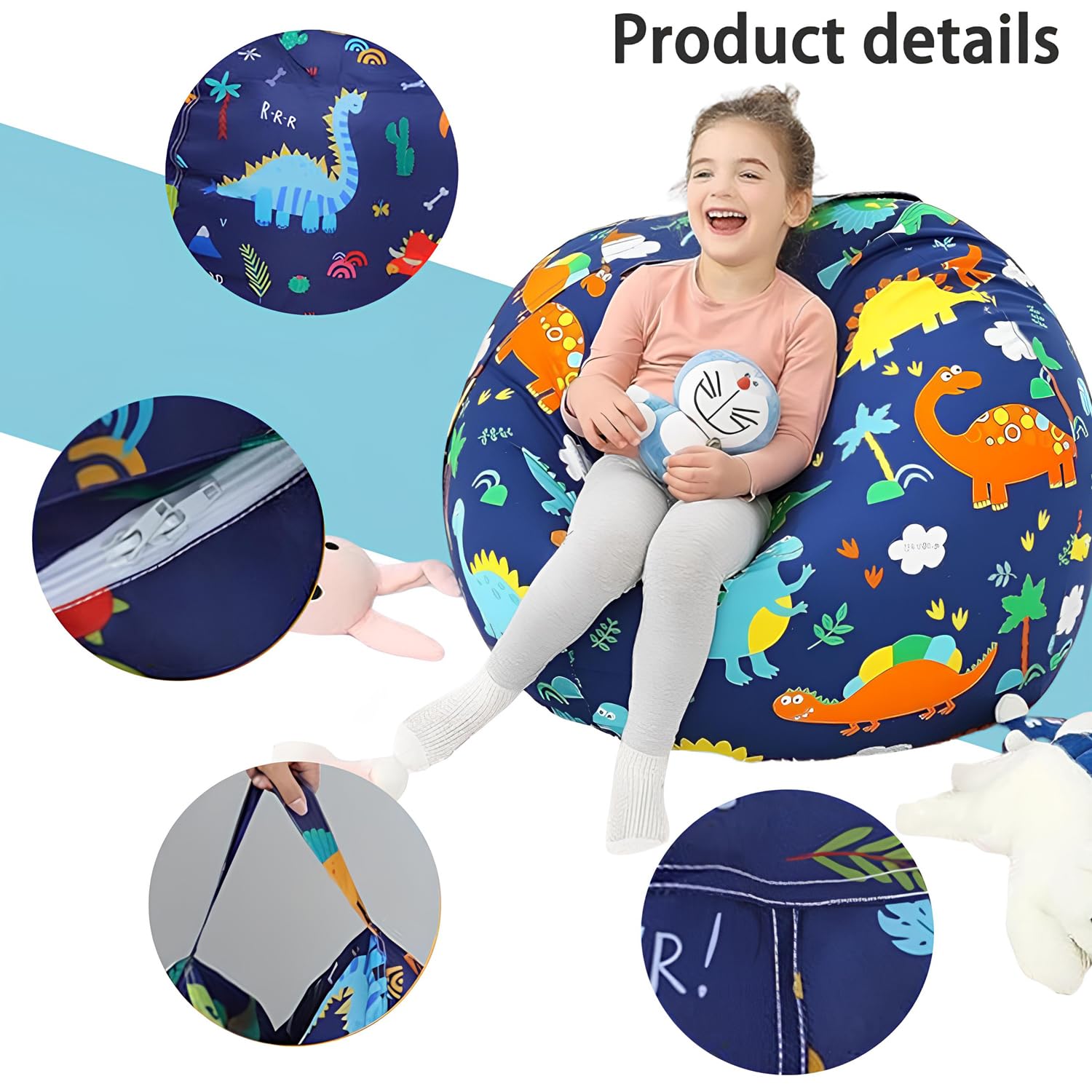 Borsa portaoggetti per bambini, comoda e morbida, pieghevole, giocattoli con cerniera, borsa portaoggetti in tela