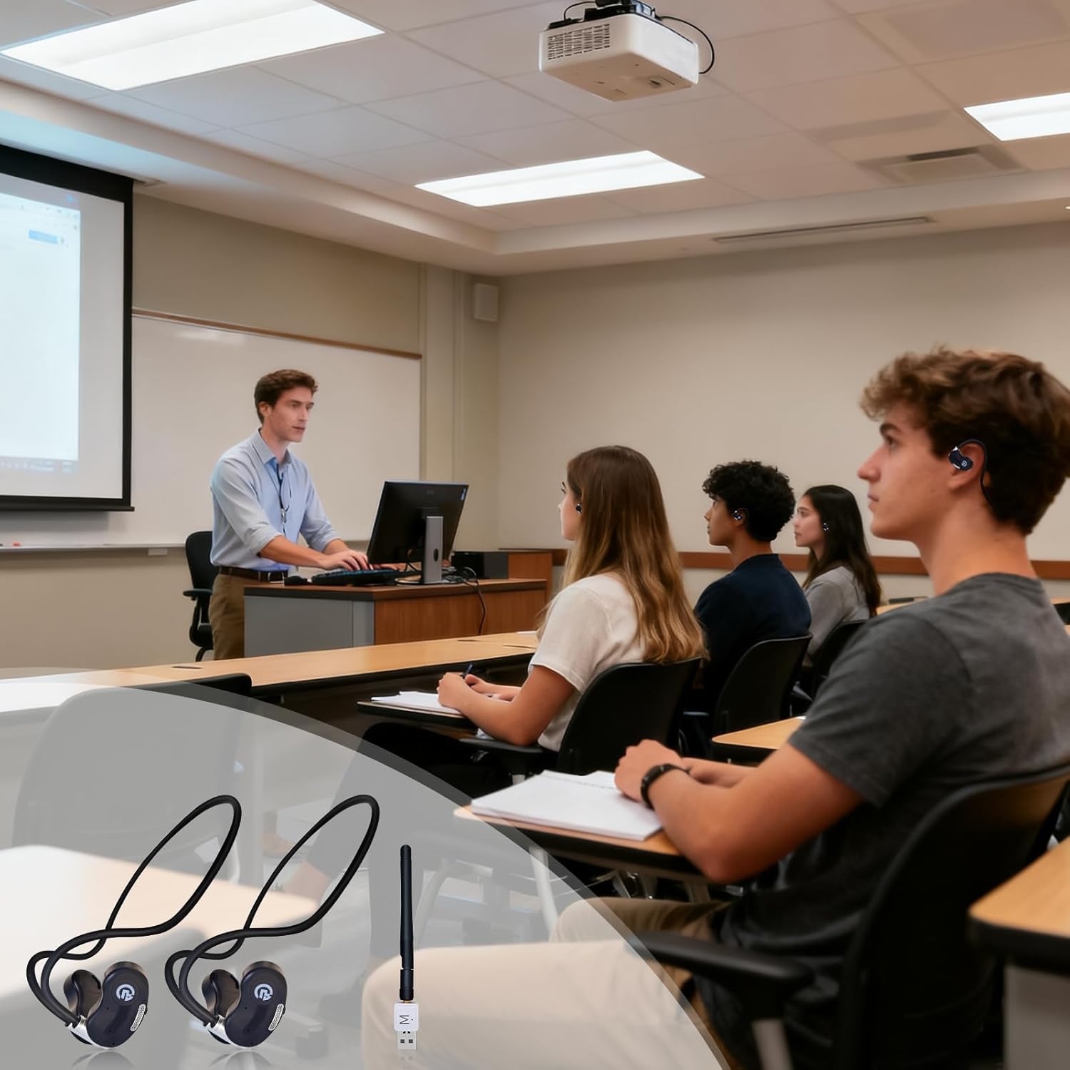 eYotto Multi-List Wireless Party Headphones for PC - Silent Disco, Shared Audio for Movies/Gaming/Classes/Church, USB Transmitter for Multi-Device Sync (2 Pack)