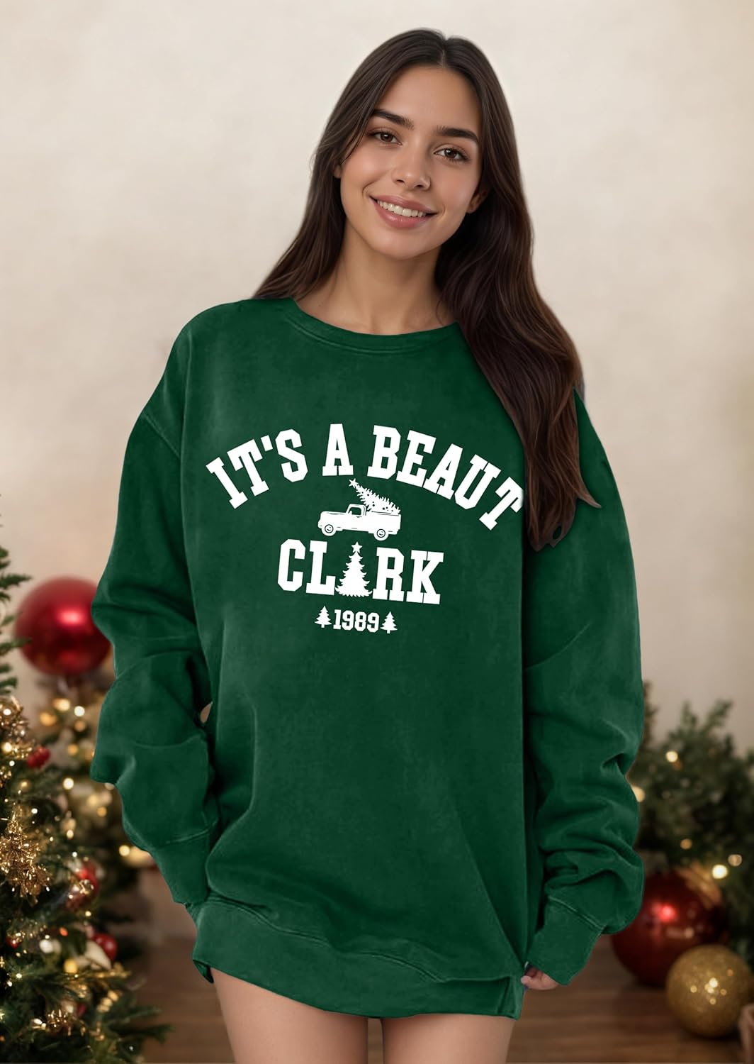 Christmas Sweatshirts for Women Oversized It's a Beaut Clark Sweatshirt Crewneck Long Sleeve Pullover Sweater - Image 2