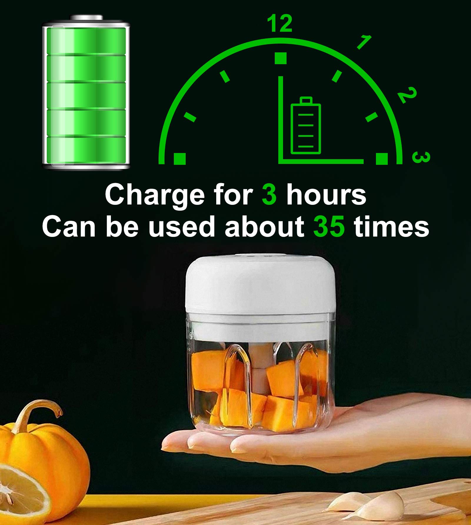 Electric Mini Food Chopper, Vunnalise Garlic Blender Portable Food