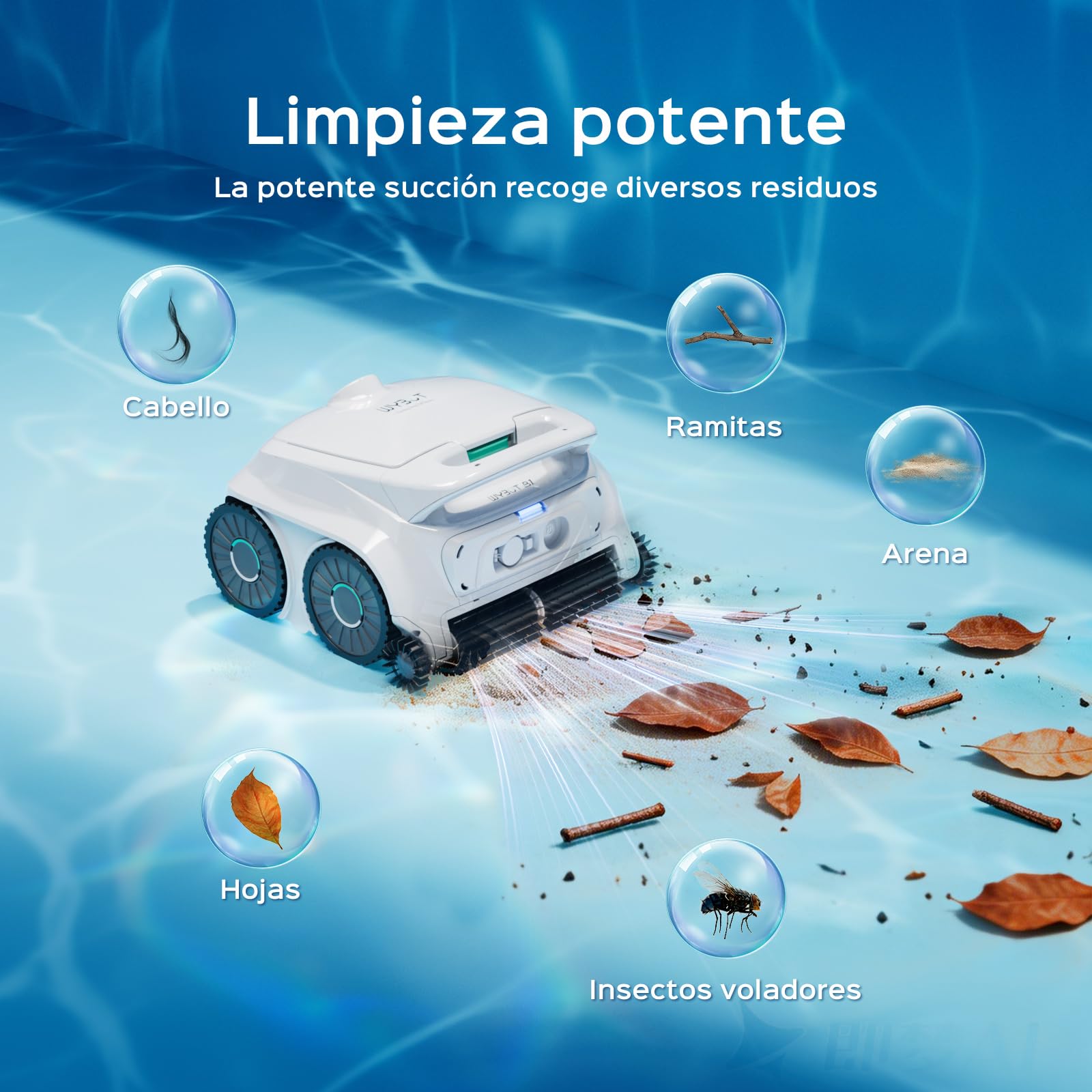 WYBOT B1 Robot de Piscina inalámbrico para Piscinas pequeñas, Robot de Limpieza Inteligente Ligero con Control de aplicación, Cubierta de Pared y Suelo, Dos cepillos Laterales, hasta 100 Minutos de — view 2