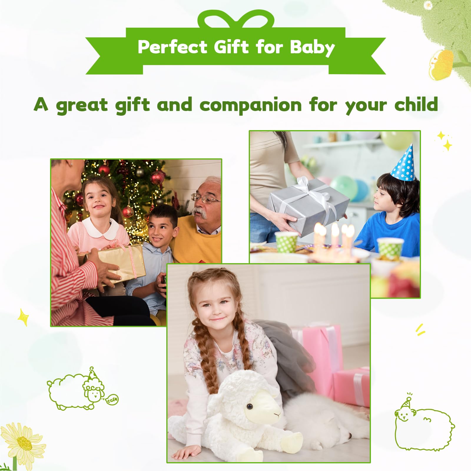 MorisMos Sheep Teddy with Babies inside, Lifelike Cuddly Goat Stuffed Animal Plush Soft Toys, Kawaii for Kids Girls Boys Birthday Party Decoration (50 cm) — view 6