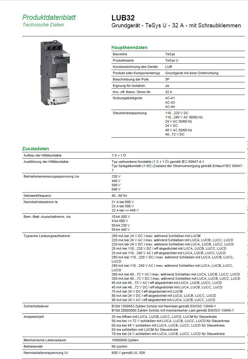 Schneider Electric LUB32 TeSys U Base Potencia, 32A, 126mm x 45mm x 154mm